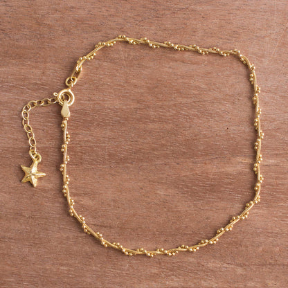 Moonlit Starfish 18k Gold Plated Sterling Silver Starfish Anklet from Peru