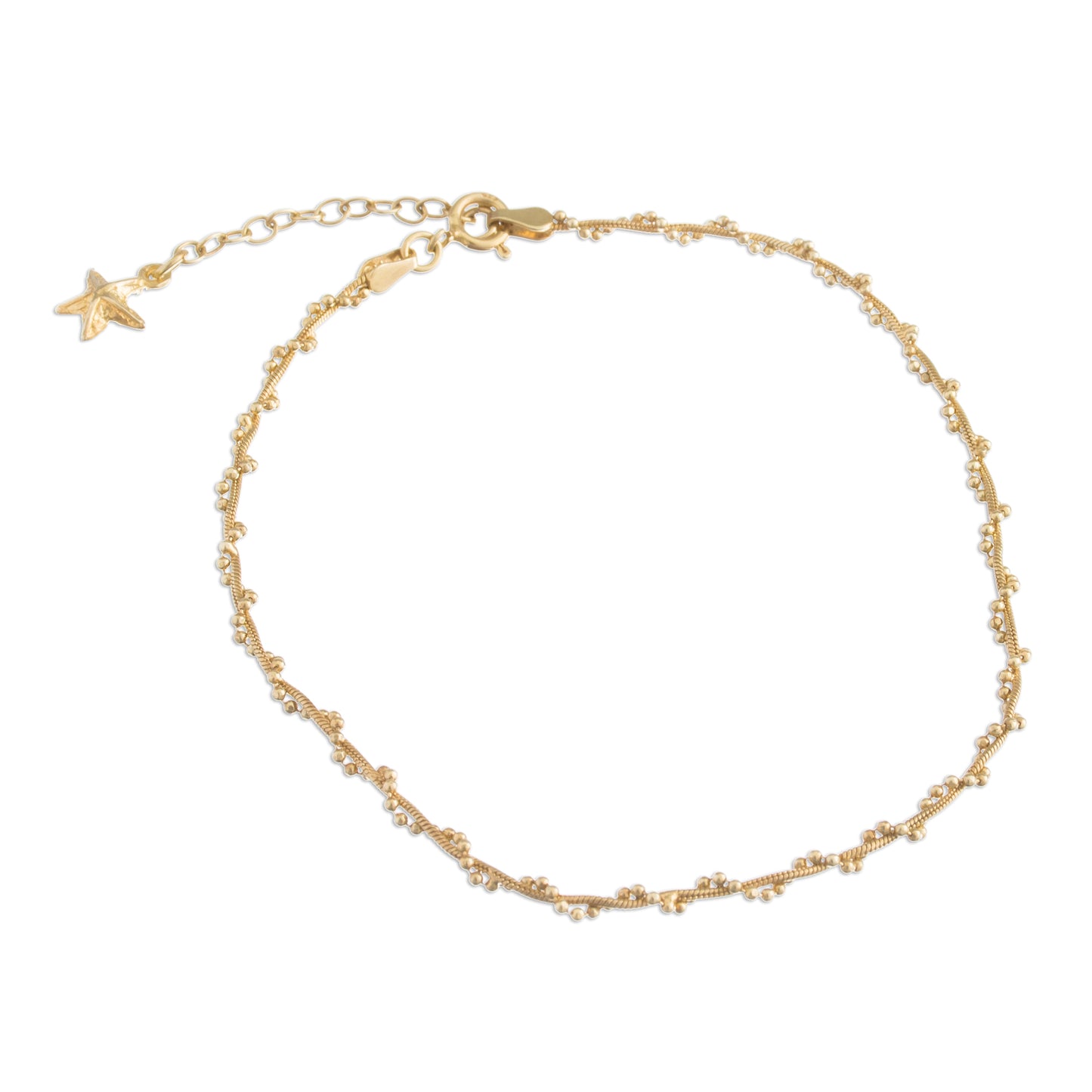 Moonlit Starfish 18k Gold Plated Sterling Silver Starfish Anklet from Peru