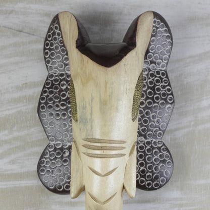 Flaring Elephant African Cedar Wood Elephant Mask from Ghana