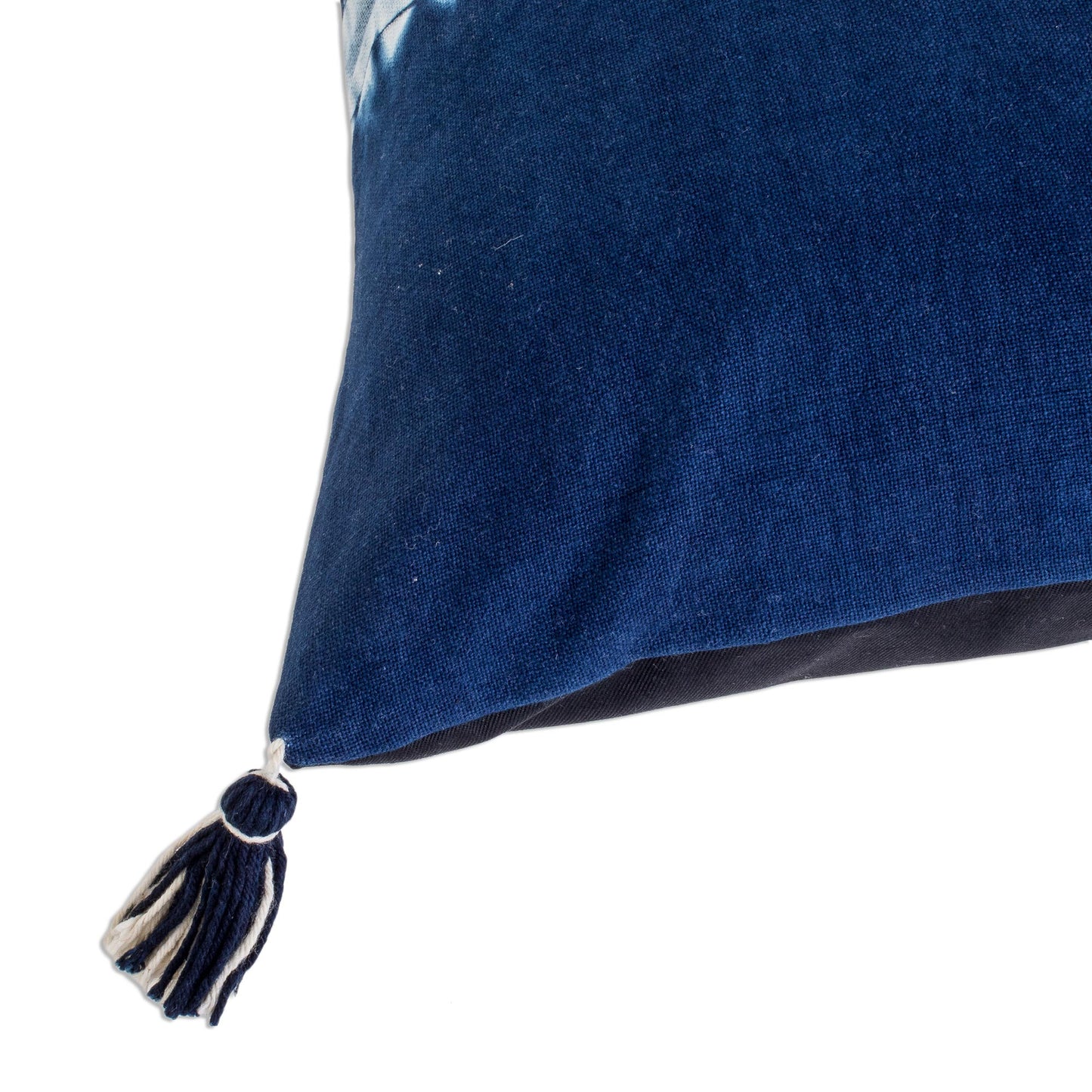 Above the Waves Striped Tie-Dyed Cotton Cushion Covers in Indigo (Pair)