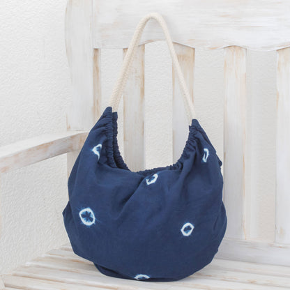 Indigo Spots Tie-Dyed Cotton Hobo Handbag from El Salvador