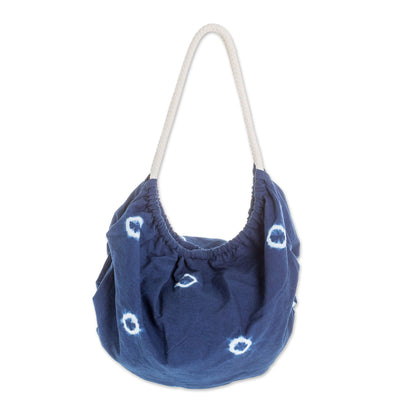 Indigo Spots Tie-Dyed Cotton Hobo Handbag from El Salvador