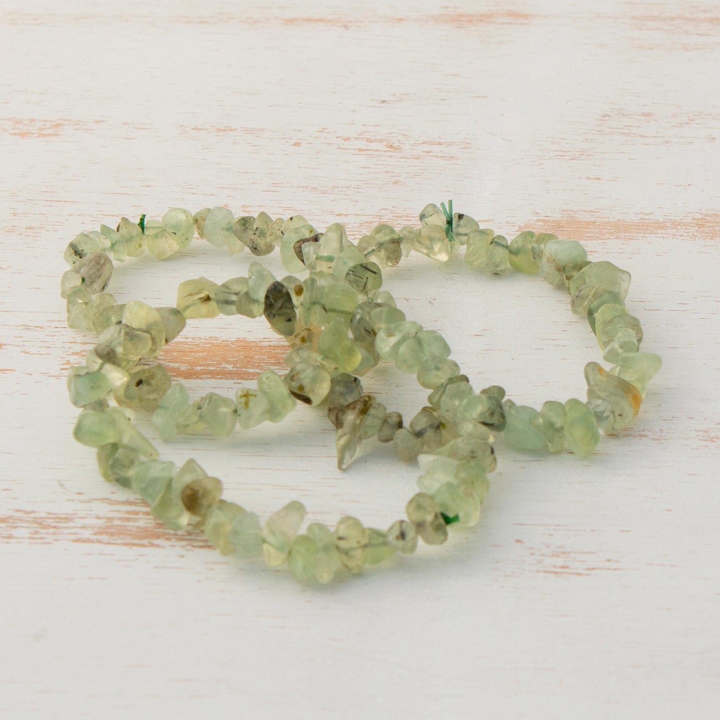 Sage Trio Prehnite Chip Beaded Stretch Bracelets (Set of 3)