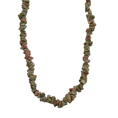 Rosy Sage Unakite Beaded Strand Long Necklace from Brazil