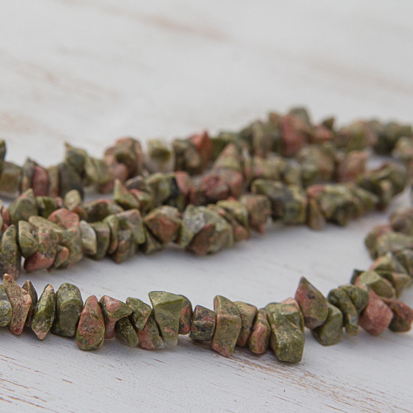 Rosy Sage Unakite Beaded Strand Long Necklace from Brazil