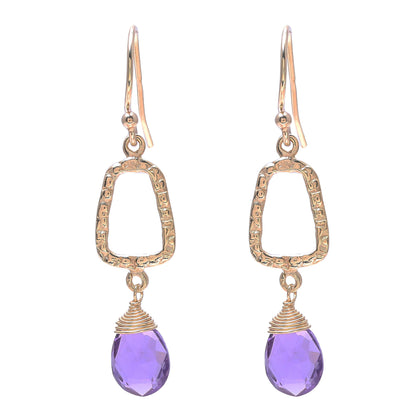 Dancing Frames 18k Gold Plated Amethyst Dangle Earrings from India