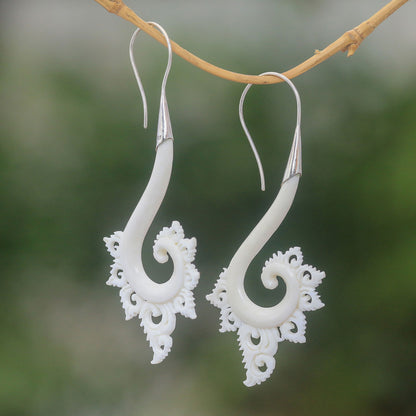 Peaceful Spirals Spiral Motif Bone Drop Earrings Crafted in Bali