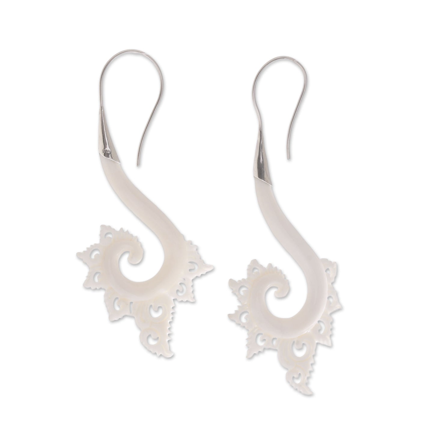 Peaceful Spirals Spiral Motif Bone Drop Earrings Crafted in Bali