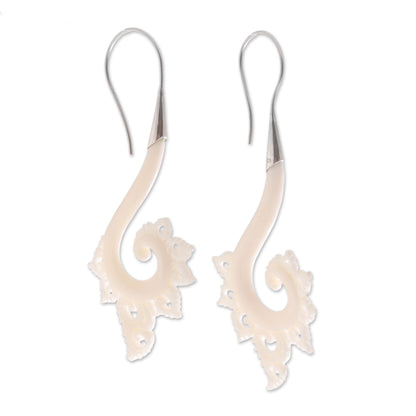 Peaceful Spirals Spiral Motif Bone Drop Earrings Crafted in Bali