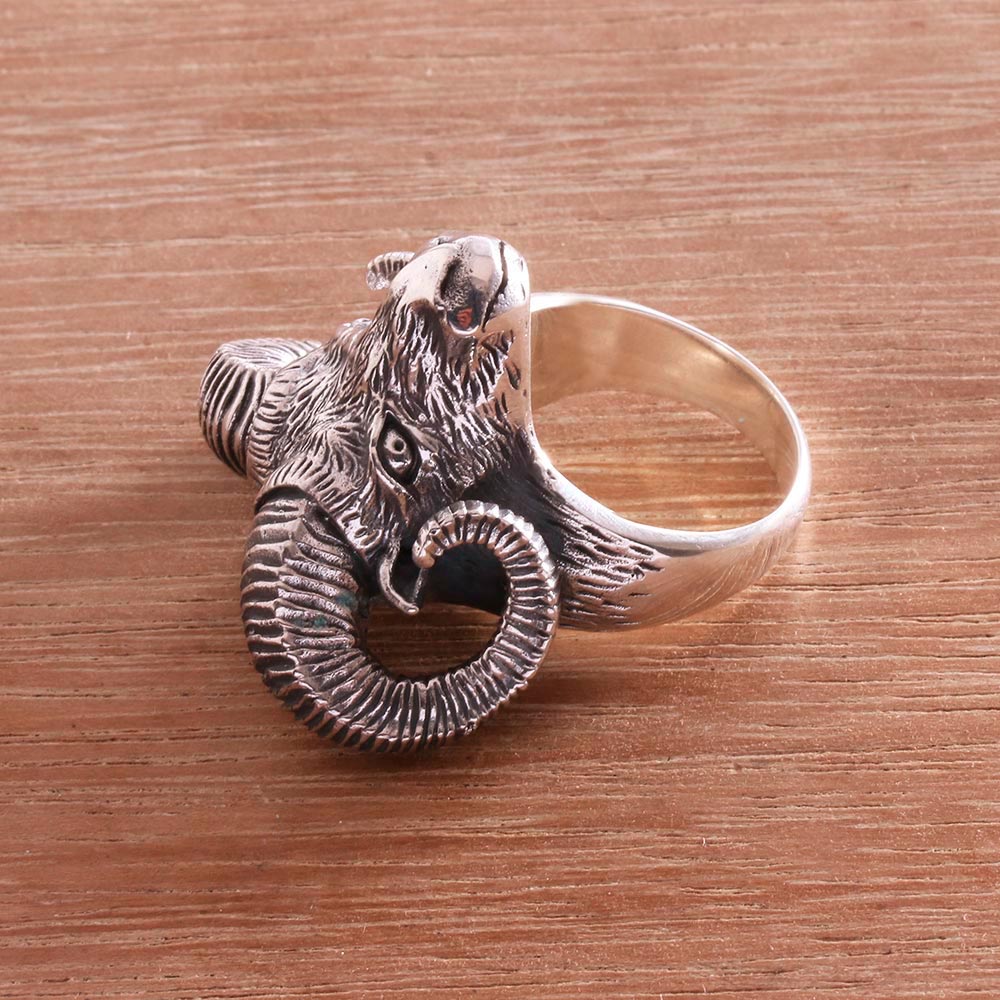 Ram Gaze Sterling Silver Ring