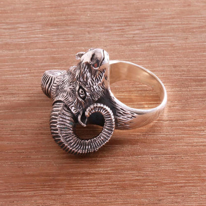 Ram Gaze Sterling Silver Ring