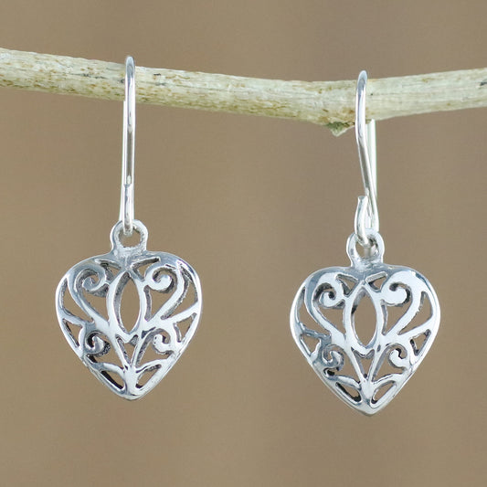 Heartfelt Beauty Artisan Crafted Sterling Silver Heart Earrings from Thailand