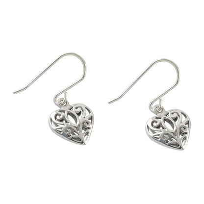 Heartfelt Beauty Artisan Crafted Sterling Silver Heart Earrings from Thailand