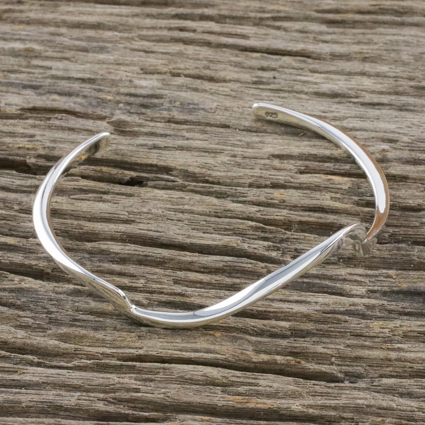 Wandering Wave Wave Motif Sterling Silver Cuff Bracelet from Thailand