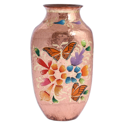 Butterfly Dance Handcrafted Copper and Gold Leaf Vase from Mexico