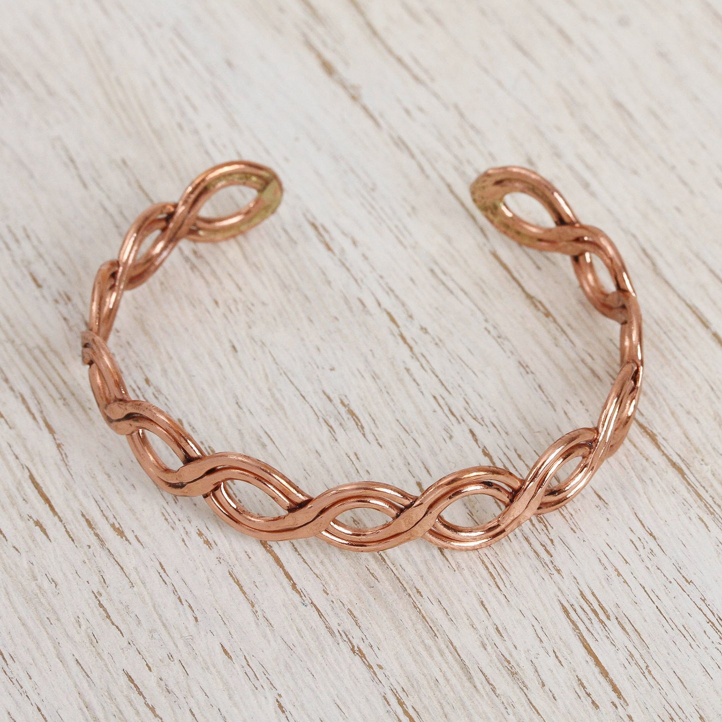 Brilliant Beauty Weave Motif Copper Cuff Bracelet from Mexico