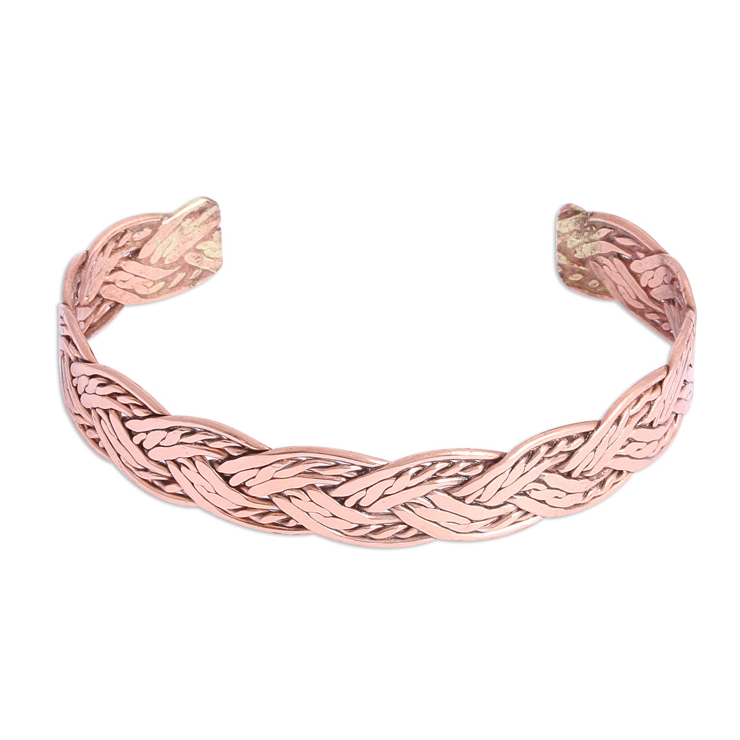 Brilliant Weave Handcrafted Braided Copper Cuff Bracelet from Mexico