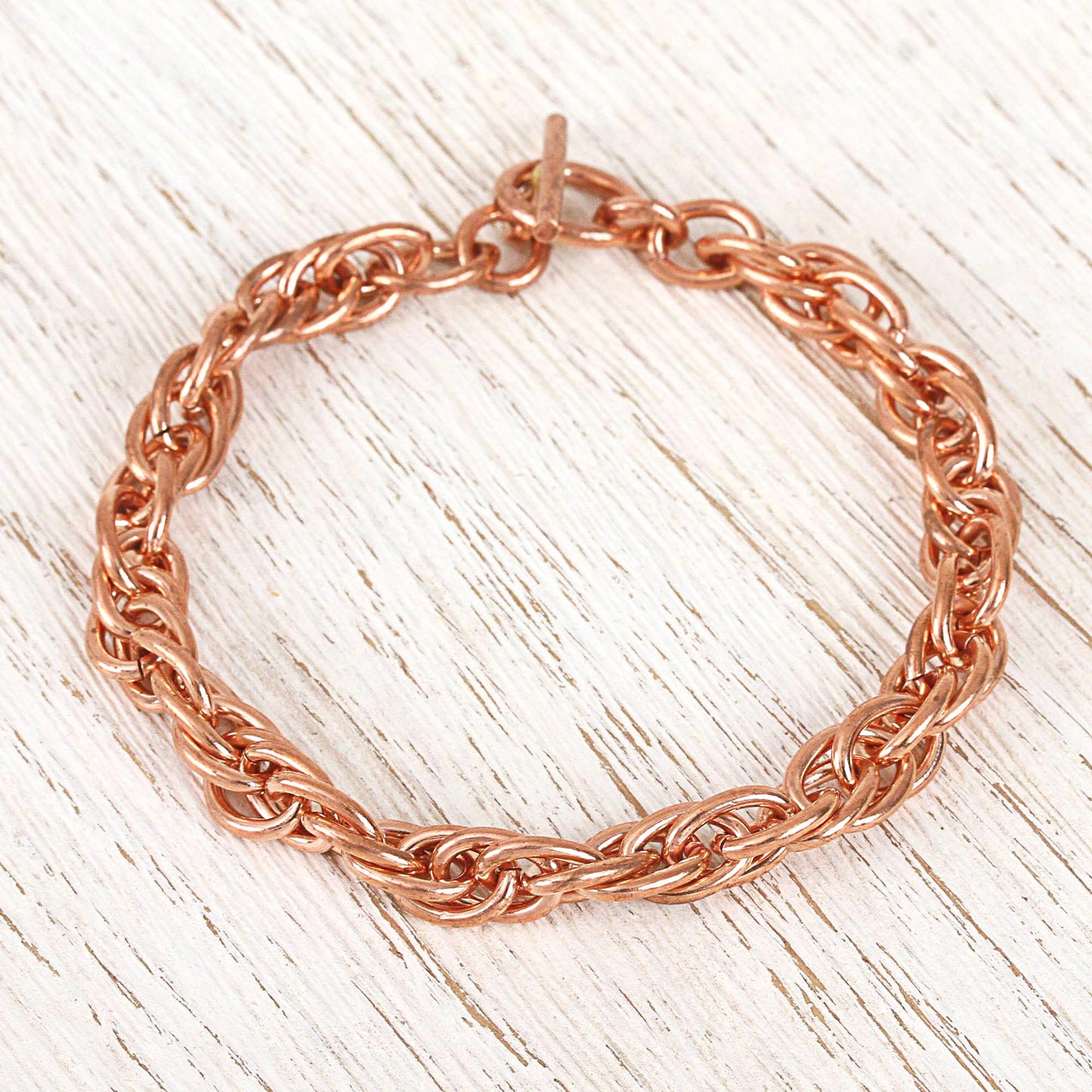 Bright Connection Handcrafted Copper Rope Chain Bracelet from Mexico