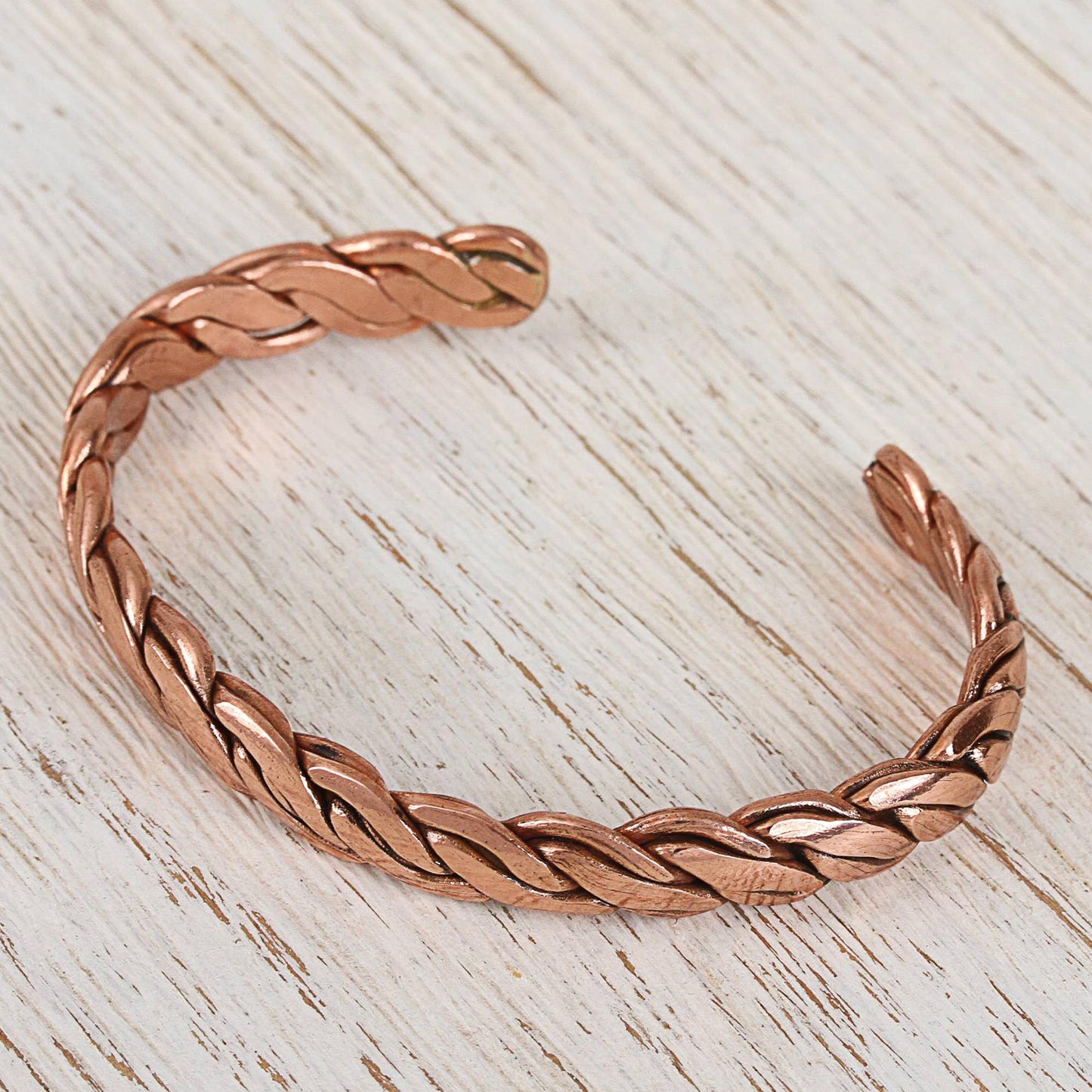 Brilliant Bond Handcrafted Braided Copper Cuff Bracelet from Mexico