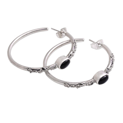 Bali Memories Onyx Half-Hoop Earrings from Bali