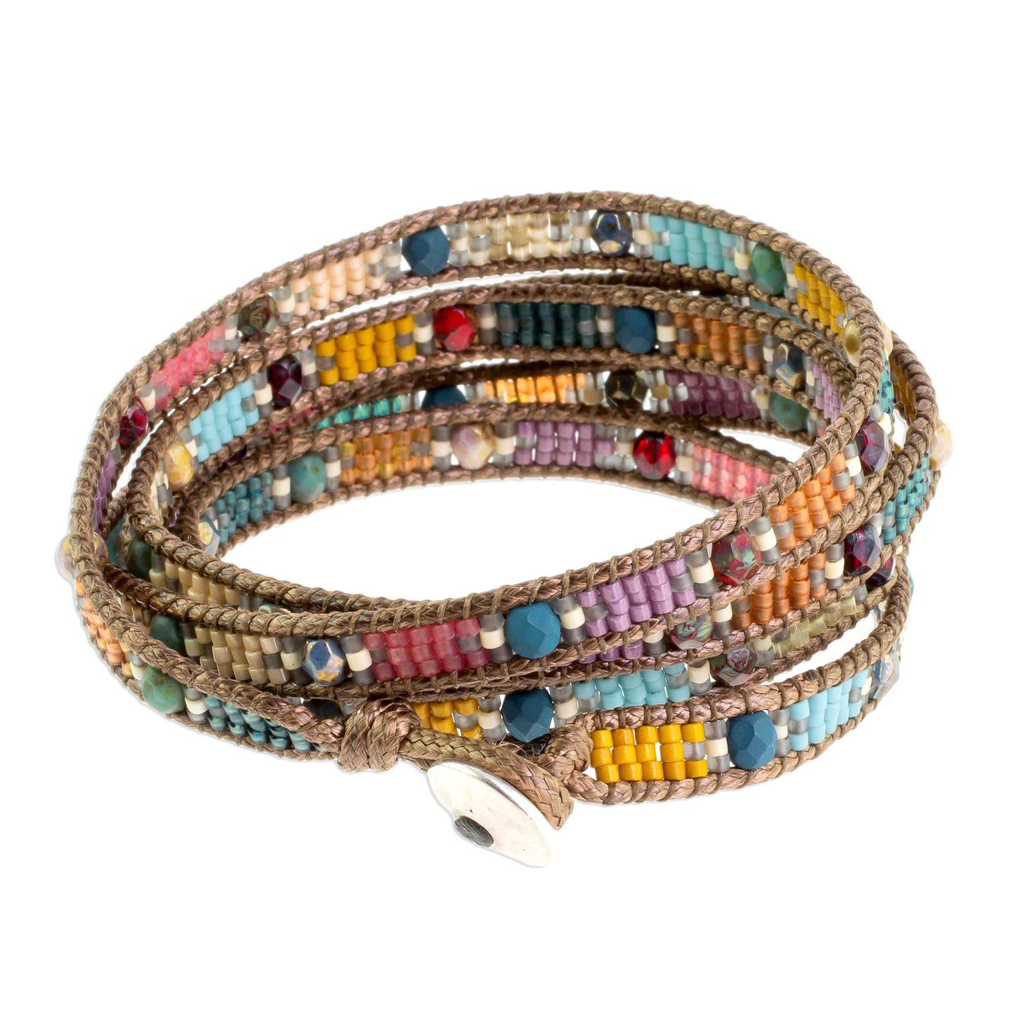 Colorful Festival Colorful Glass Beaded Wrap Bracelet from Guatemala