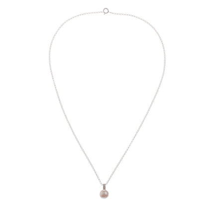 Peach Bloom Peach Cultured Pearl and Sterling Silver Pendant Necklace