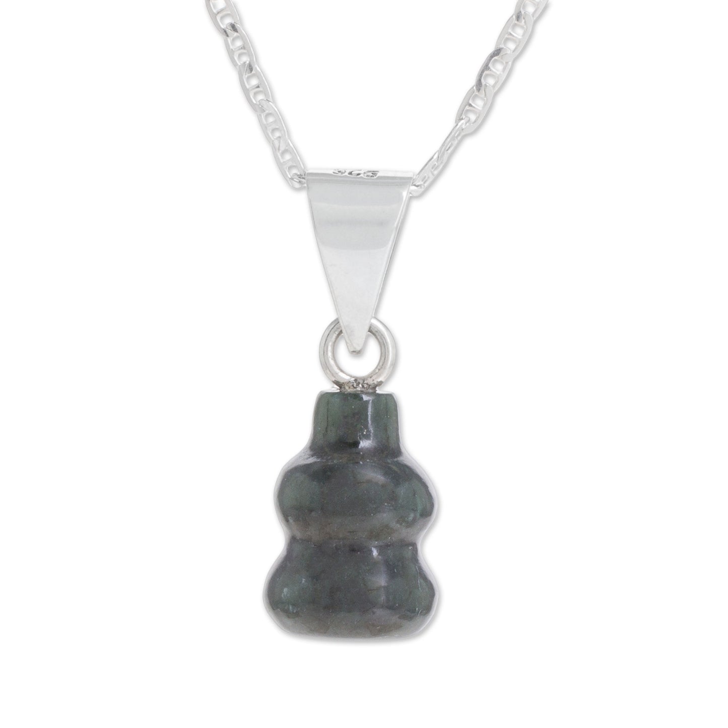 Mayan Tornado Dark Green Jade Pendant Necklace from Guatemala