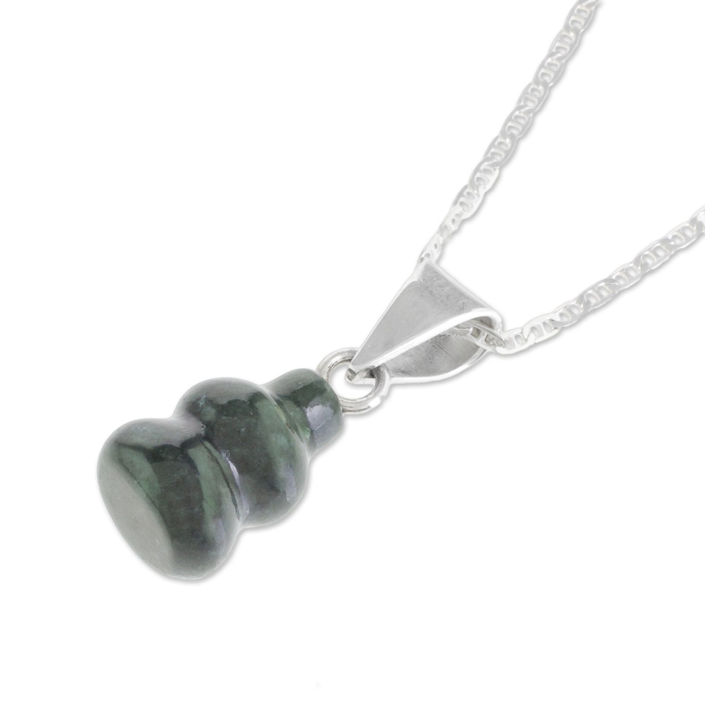 Mayan Tornado Dark Green Jade Pendant Necklace from Guatemala