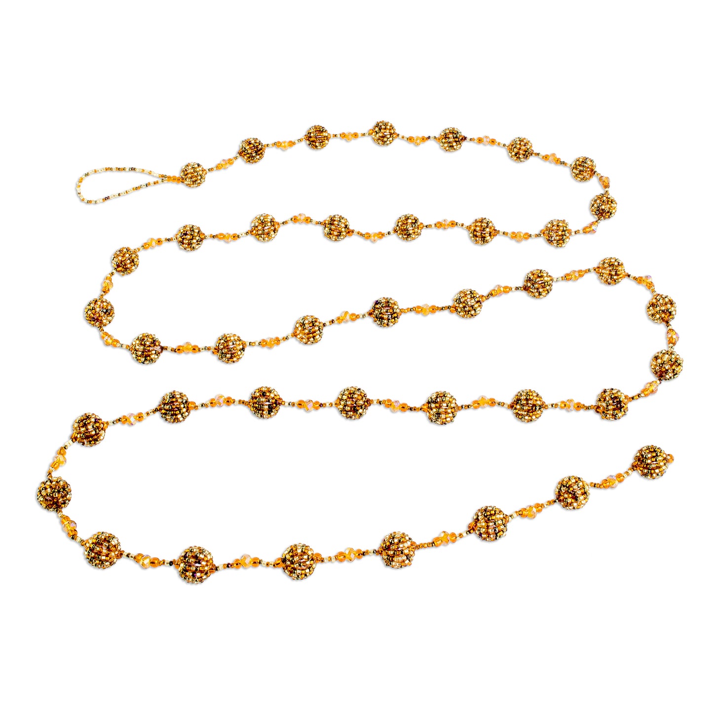 Golden Silhouettes Glass Beaded Garland in Orange from Guatemala