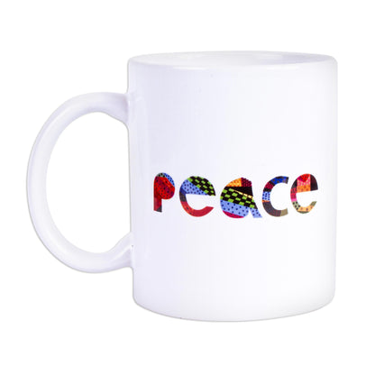 Red Peace Dove Ceramic Mug with a Hand-Painted Red Dove from Mexico