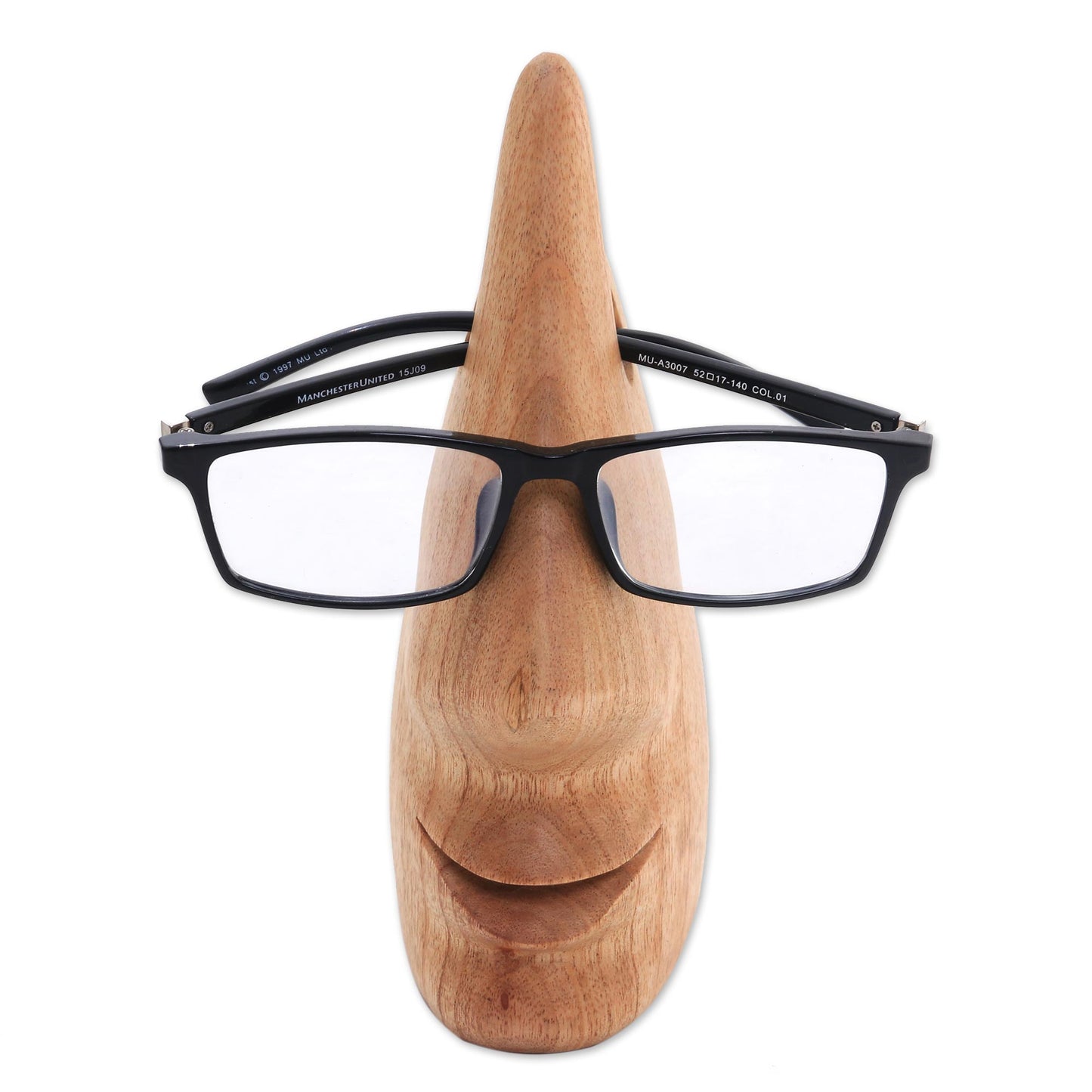 Nosing Around Whimsical Brown Hand Carved Wood Face Eyeglasses Holder