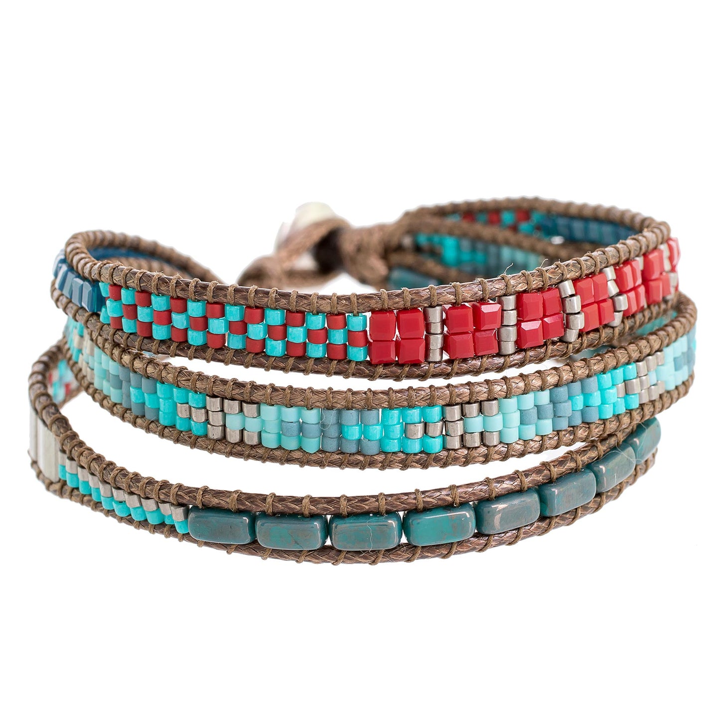 Atitlan Path Glass Beaded Wristband Bracelet Handcrafted in Guatemala