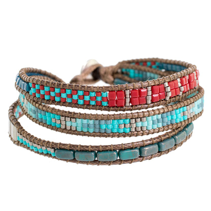 Atitlan Path Glass Beaded Wristband Bracelet Handcrafted in Guatemala