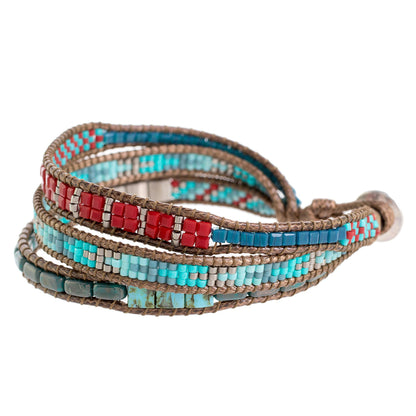 Atitlan Path Glass Beaded Wristband Bracelet Handcrafted in Guatemala