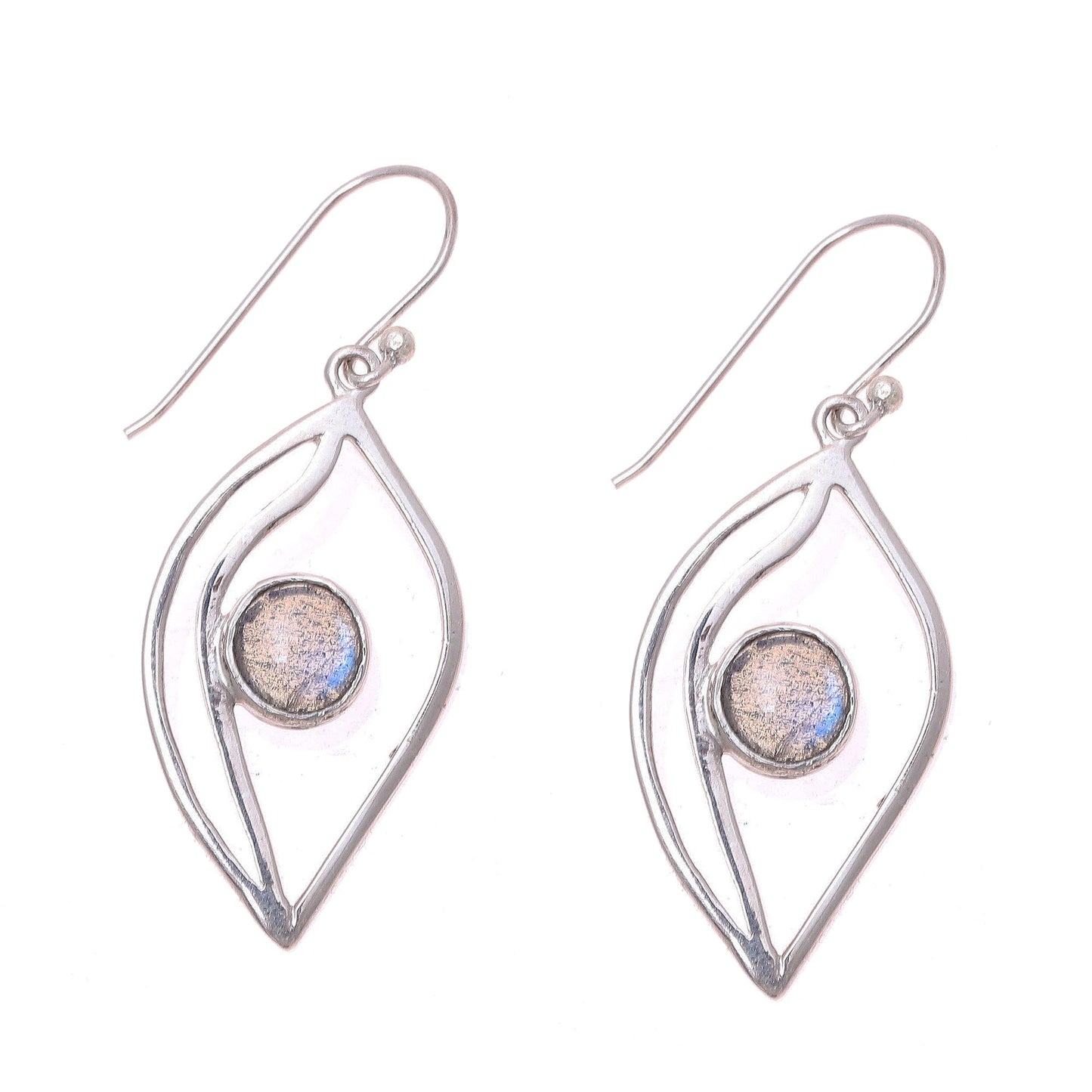 Leafy Glimmer Leaf-Shaped Labradorite Dangle Earrings from India