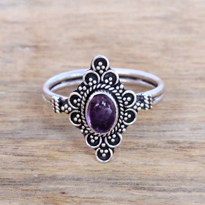 Daydream Temple Handcrafted Amethyst Cocktail Ring from Bali