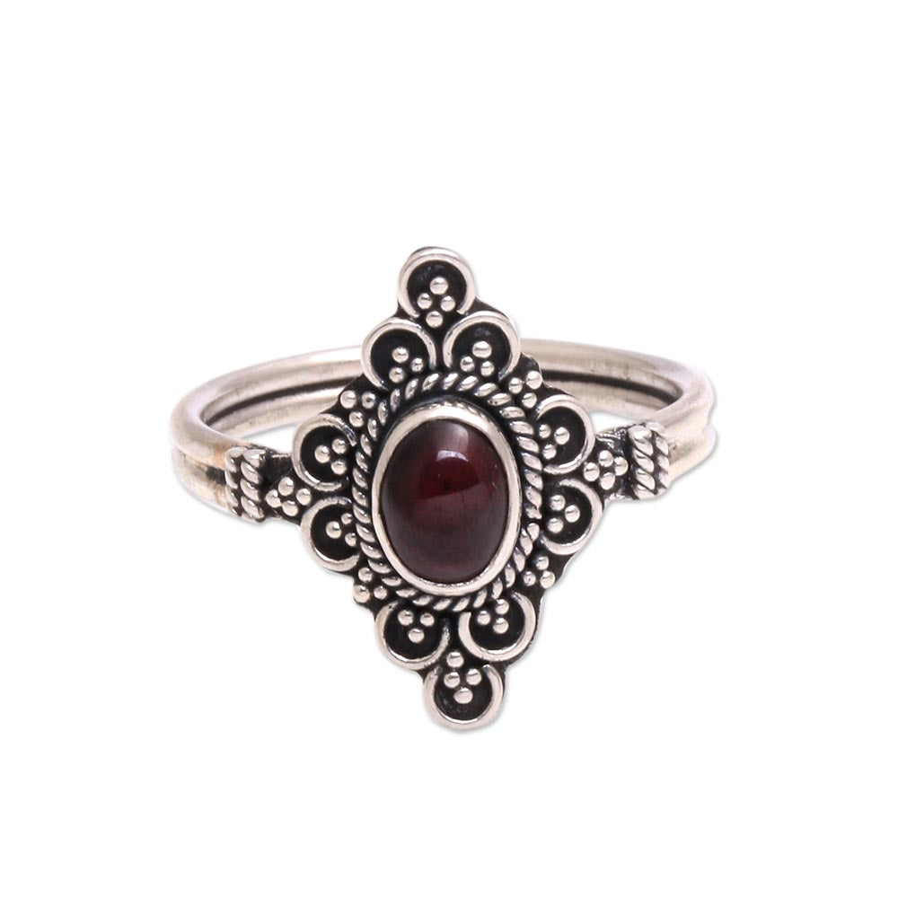 Daydream Temple Handcrafted Garnet Cocktail Ring from Bali