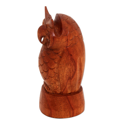 Wise Owl Owl-Shaped Jempinis Wood Eyeglasses Holder from Bali