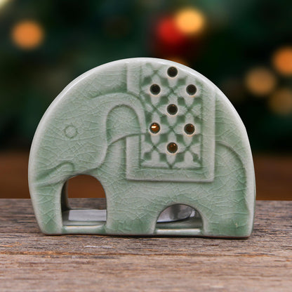 Celadon Elephant Celadon Ceramic Elephant Oil Warmer from Thailand