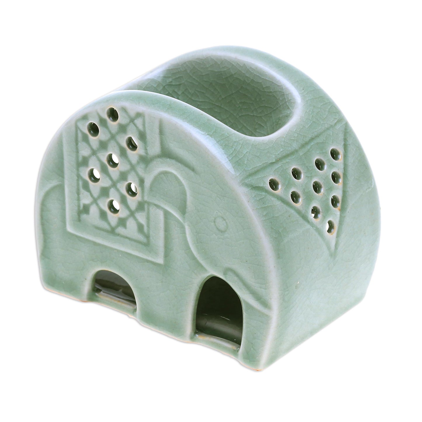 Celadon Elephant Celadon Ceramic Elephant Oil Warmer from Thailand