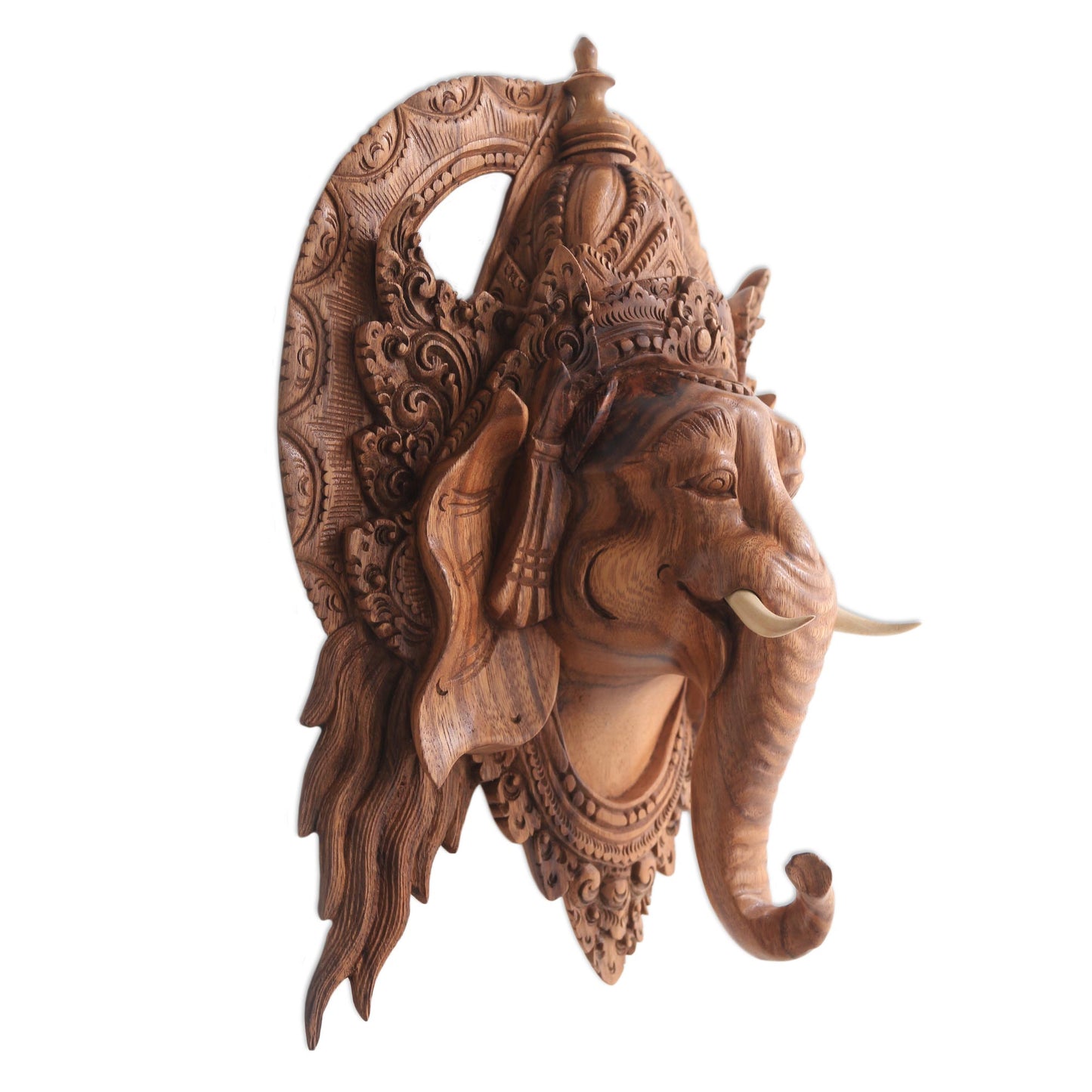 Natural Ganesha Lord Ganesha Hand Carved Wood Decorative Wall Mask from Bali