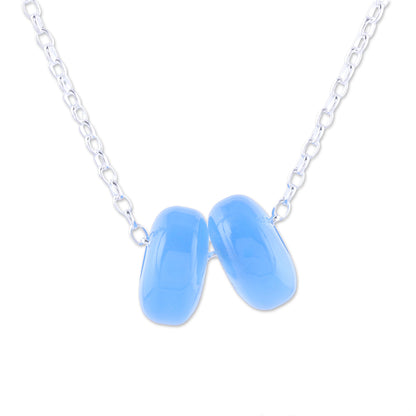 Delightful Duet Chalcedony Double Disc and Sterling Silver Pendant Necklace