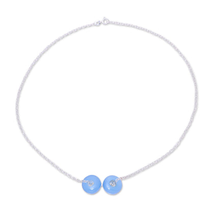 Delightful Duet Chalcedony Double Disc and Sterling Silver Pendant Necklace