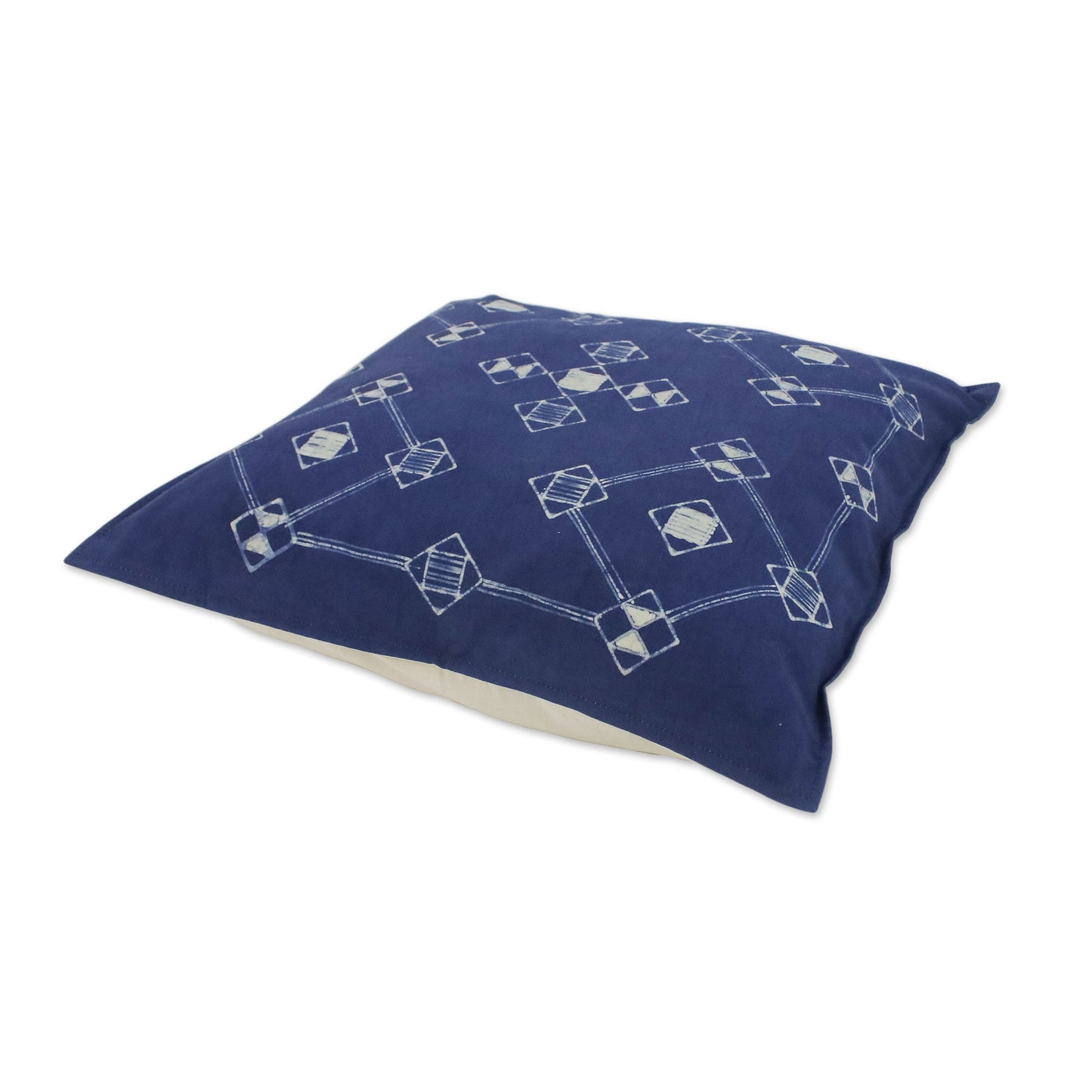 Geometric Mood Batik Cotton Cushion Covers with Geometric Motifs (Pair)