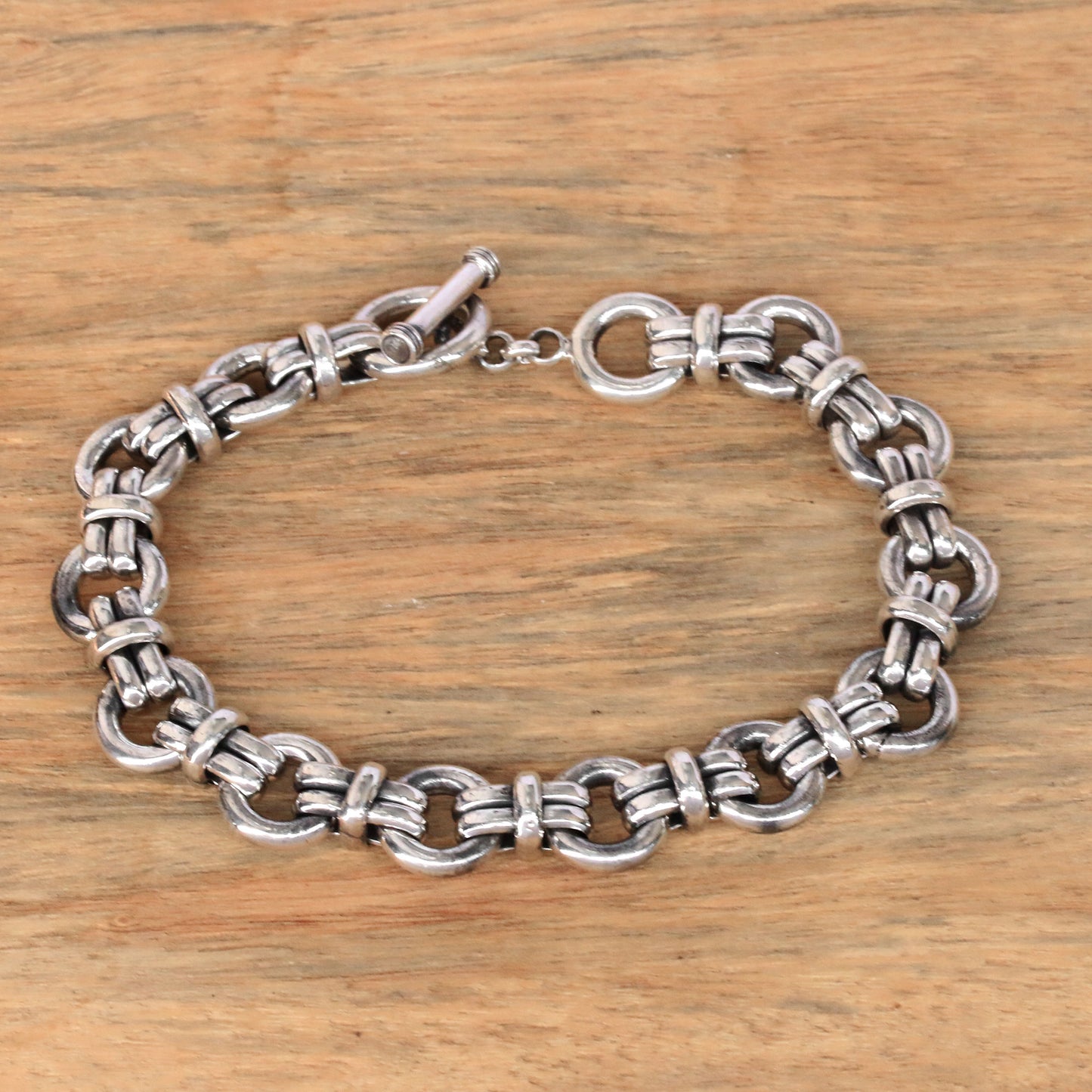 Wanen Links Men's Sterling Silver Link Bracelet Crafted in Bali