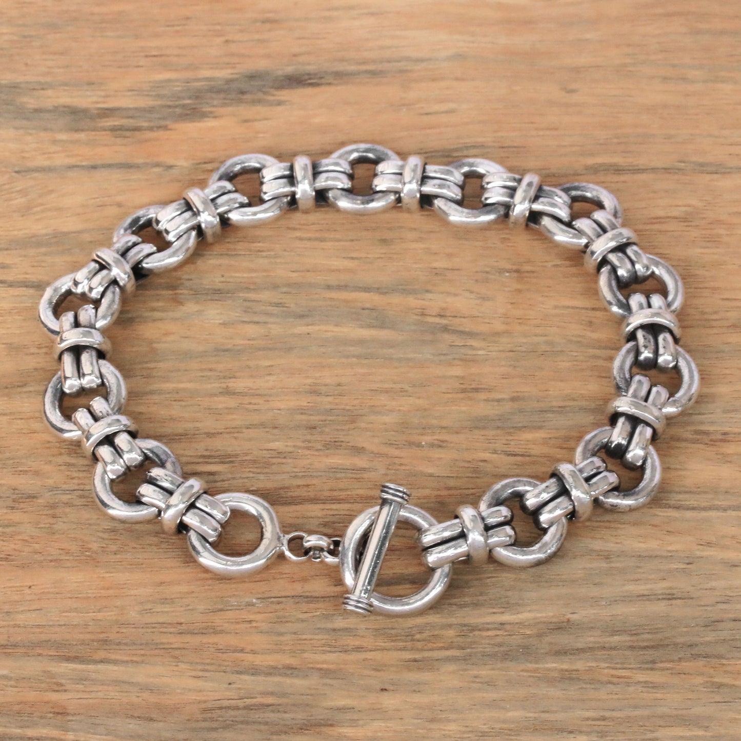 Wanen Links Men's Sterling Silver Link Bracelet Crafted in Bali