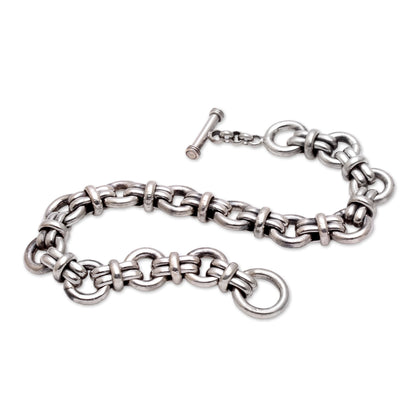 Wanen Links Men's Sterling Silver Link Bracelet Crafted in Bali