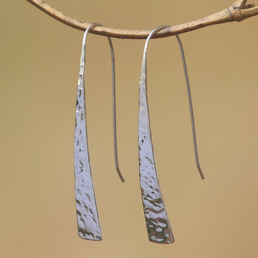 Glistening Tide Gleaming Sterling Silver Drop Earrings from Bali