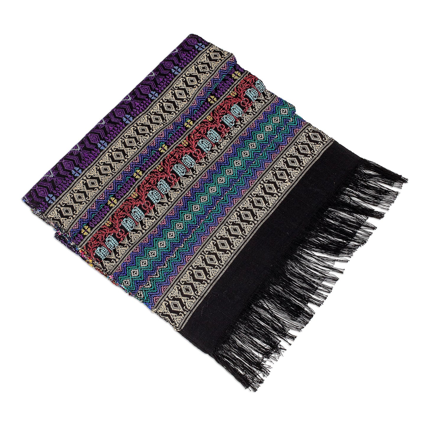 Resplendent Tradition Handwoven Cotton Table Runner from Guatemala