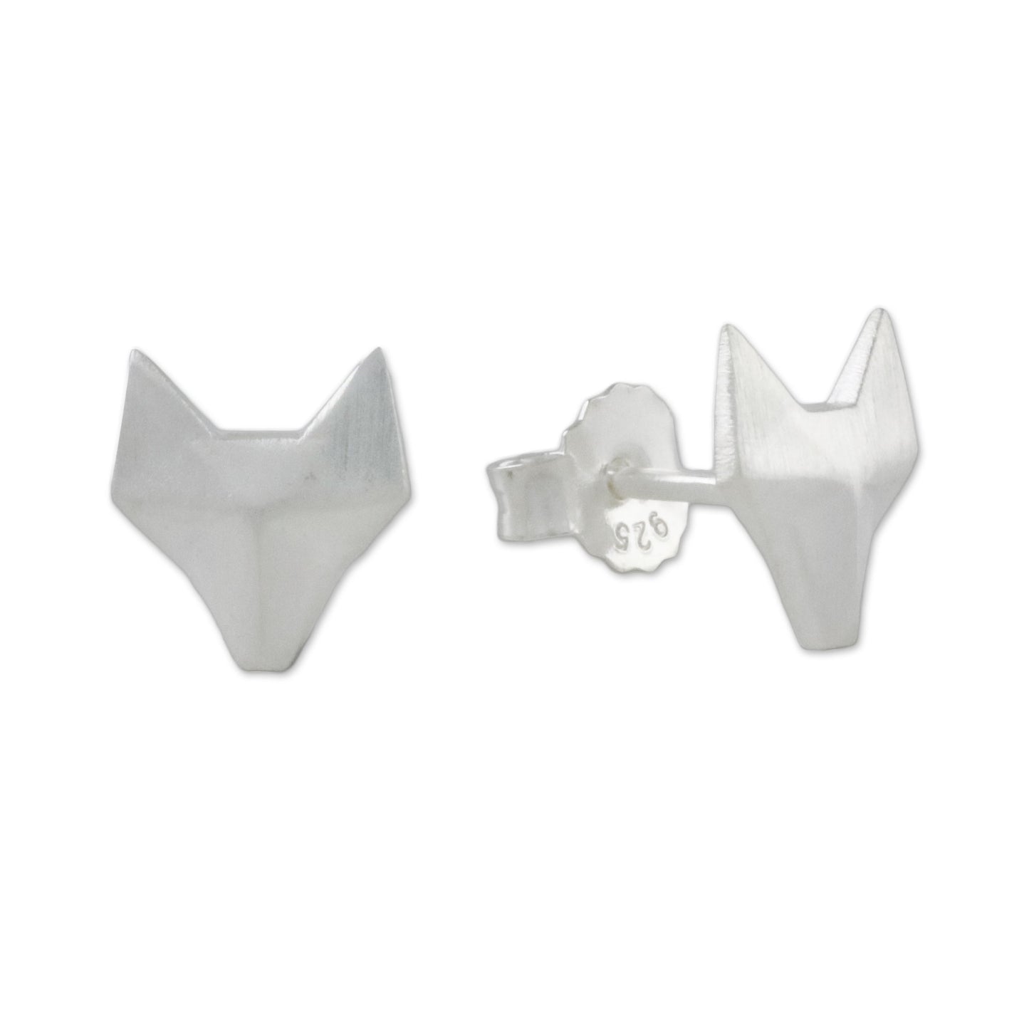 Fox Lover Geometric Fox Sterling Silver Stud Earrings from Thailand